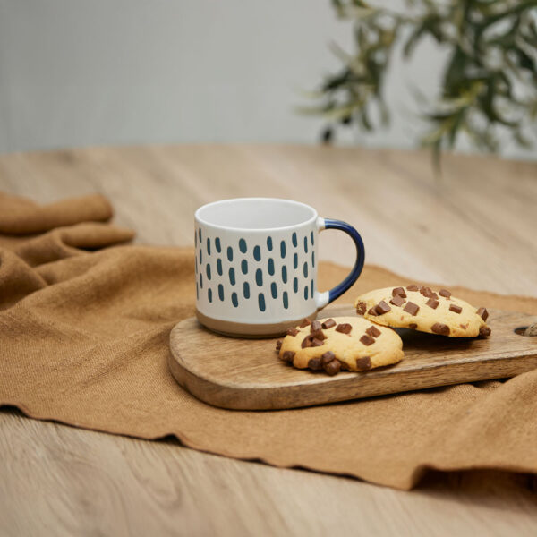 COZY ΚΟΥΠΑ 9x9x8cm STONEWARE ΛΕΥΚΟ MIDNIGHT BLUE ΜΠΕΖ 028860 - Image 2