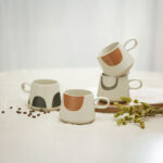 SCANDI ΚΟΥΠΑ 8x8x8cm NEW BONE CHINA ΛΕΥΚΟ ΜΠΕΖ 028862 - Image 2