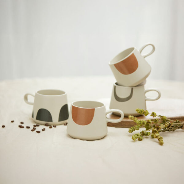 SCANDI ΚΟΥΠΑ 8x8x8cm NEW BONE CHINA ΛΕΥΚΟ ΓΚΡΙ ΑΝΟΙΧΤΟ 028863 - Image 2