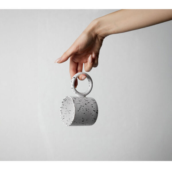 TERRAZZO ΚΟΥΠΑ 8x8x8cm STONEWARE ΛΕΥΚΟ ΓΚΡΙ 028872 - Image 2