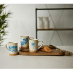 YDRA ΚΟΥΠΑ 10x10x12cm STONEWARE ΛΕΥΚΟ ΓΑΛΑΖΙΟ ΜΠΕΖ 028873 - Image 2