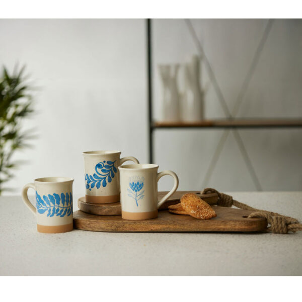 YDRA ΚΟΥΠΑ 10x10x12cm STONEWARE ΛΕΥΚΟ ΓΑΛΑΖΙΟ ΜΠΕΖ 028875 - Image 2