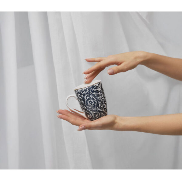 FLEUR ΚΟΥΠΑ 8x8x11cm NEW BONE CHINA ΛΕΥΚΟ ΜΠΛΕ ΧΡΥΣΟ 028880 - Image 2