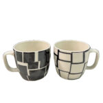 PREMIUM ΚΟΥΠΑ ESPRESSO SET 4ΤΜΧ 10x7x5.5cm NEW BONE CHINA ΛΕΥΚΟ ΜΑΥΡΟ 028887