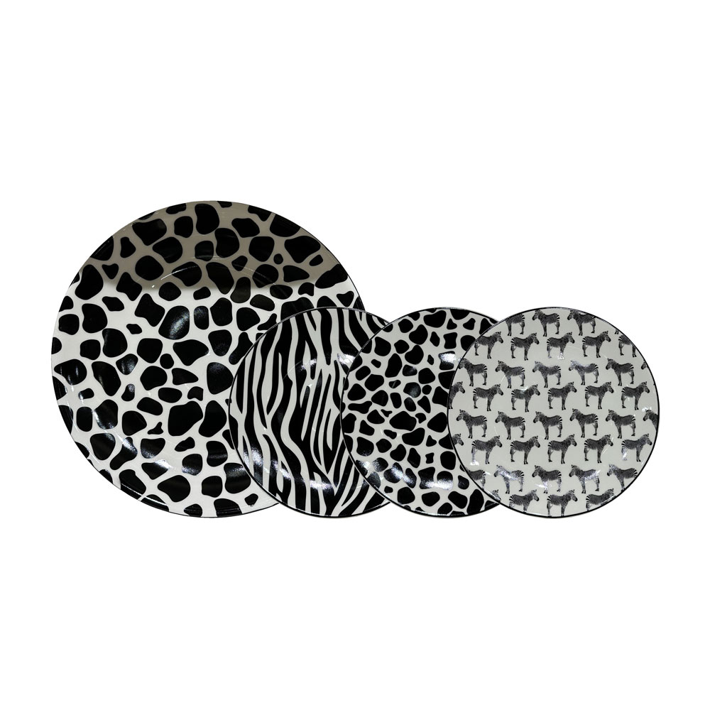 028890-eqD0L-first-_1 SAFARI ΠΙΑΤΟ ΓΛΥΚΟΥ SET 7ΤΜΧ 30x30x3cm NEW BONE CHINA ΛΕΥΚΟ ΜΑΥΡΟ 028890 - Image 1