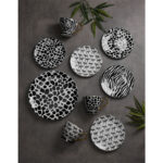 SAFARI ΠΙΑΤΟ ΓΛΥΚΟΥ SET 7ΤΜΧ 30x30x3cm NEW BONE CHINA ΛΕΥΚΟ ΜΑΥΡΟ 028890 - Image 2