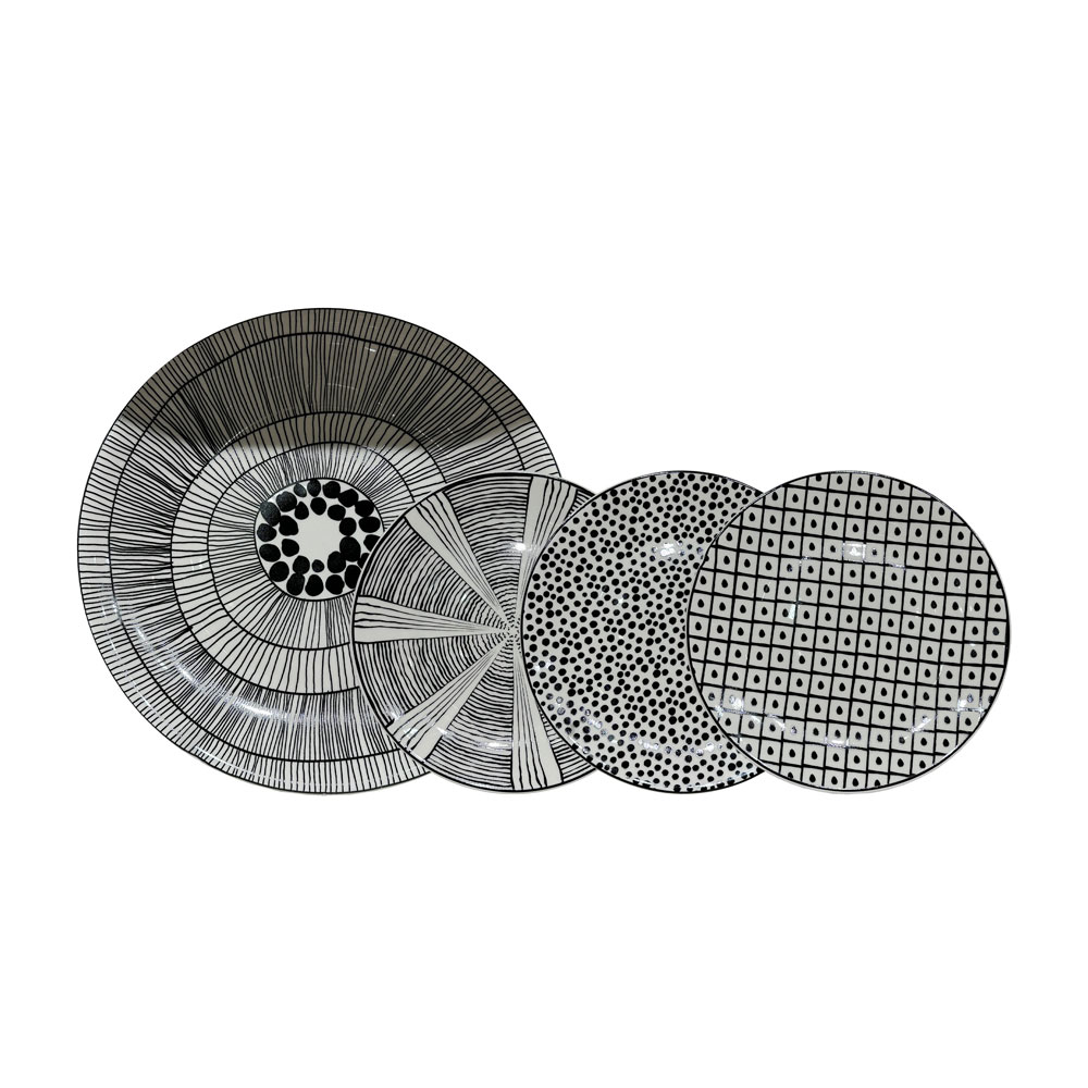 028893-jrzzm-first-_1 SERAX ΠΙΑΤΟ ΓΛΥΚΟΥ SET 7ΤΜΧ 30x30x3cm NEW BONE CHINA ΛΕΥΚΟ ΜΑΥΡΟ 028893 - Image 1