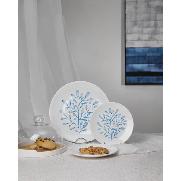 YDRA ΠΙΑΤΟ ΓΛΥΚΟΥ SET 7ΤΜΧ 30x30x3cm NEW BONE CHINA ΛΕΥΚΟ ΓΑΛΑΖΙΟ 028896 - Image 2