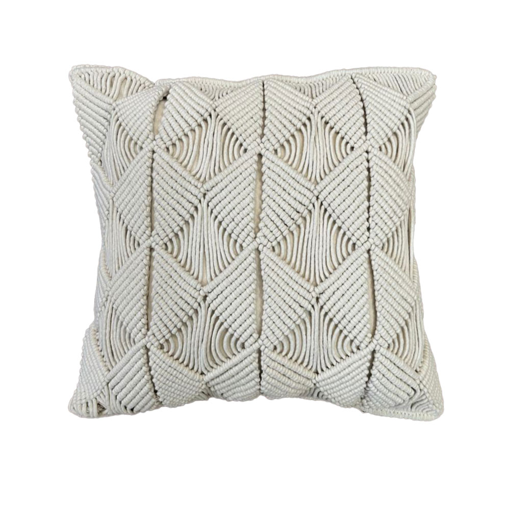 029112-k33aL-first-_1 NALIN ΔΙΑΚΟΣΜΗΤΙΚΟ ΜΑΞΙΛΑΡΙ MACRAME 45x45cm ΒΑΜΒΑΚΙ IVORY POLYESTER 029112 - Image 1