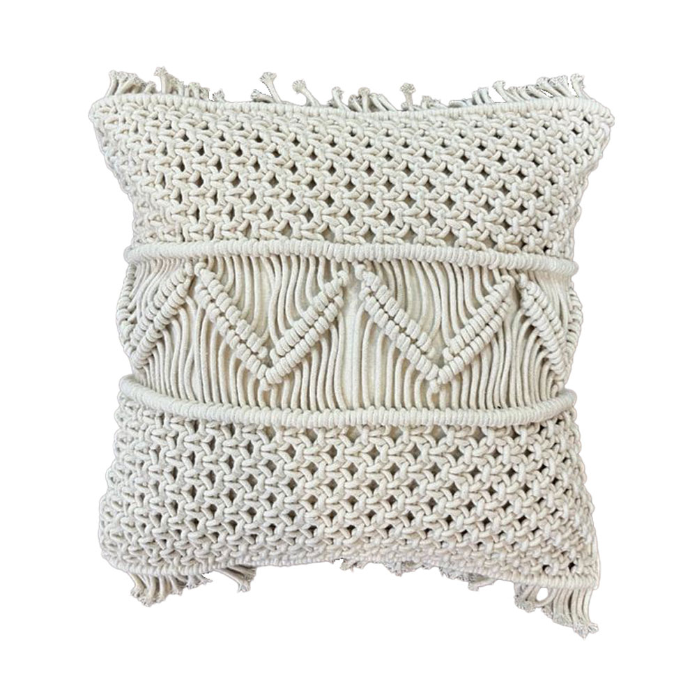 029114-92heY-first-_1 KAIA ΔΙΑΚΟΣΜΗΤΙΚΟ ΜΑΞΙΛΑΡΙ MACRAME 45x45cm ΒΑΜΒΑΚΙ IVORY POLYESTER 029114 - Image 1