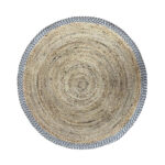 INES ΧΑΛΙ ΣΑΛΟΝΙΟΥ ΣΤΡΟΓΓΥΛΟ 150x150cm ΒΑΜΒΑΚΙ ΦΥΣΙΚΟ ΓΚΡΙ ΓΙΟΥΤΑ 029143