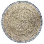 INES ΧΑΛΙ ΣΑΛΟΝΙΟΥ ΣΤΡΟΓΓΥΛΟ 180x180cm ΒΑΜΒΑΚΙ ΦΥΣΙΚΟ ΓΚΡΙ ΓΙΟΥΤΑ 029144