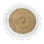 MAIA ΧΑΛΙ ΣΑΛΟΝΙΟΥ ΣΤΡΟΓΓΥΛΟ 150x150cm ΒΑΜΒΑΚΙ ΦΥΣΙΚΟ ΛΕΥΚΟ ΓΙΟΥΤΑ 029145