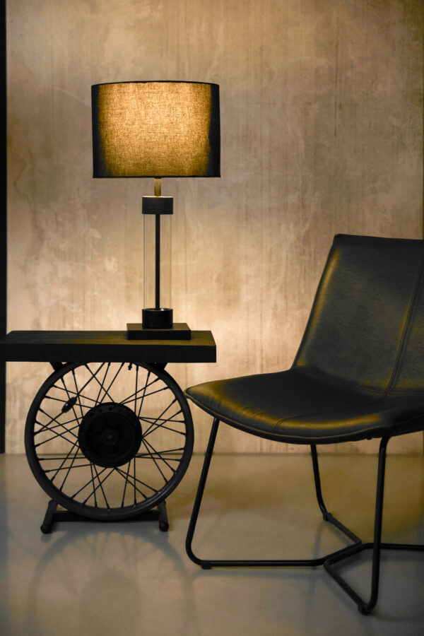 TREMONT ΦΩΤΙΣΤΙΚΟ ΕΠΙΤΡΑΠΕΖΙΟ 36x36x62cm ΣΙΔΕΡΟ ΜΑΥΡΟ ΜΑΤ ΓΥΑΛΙ ΜΑΥΡΟ 029211 - Image 2