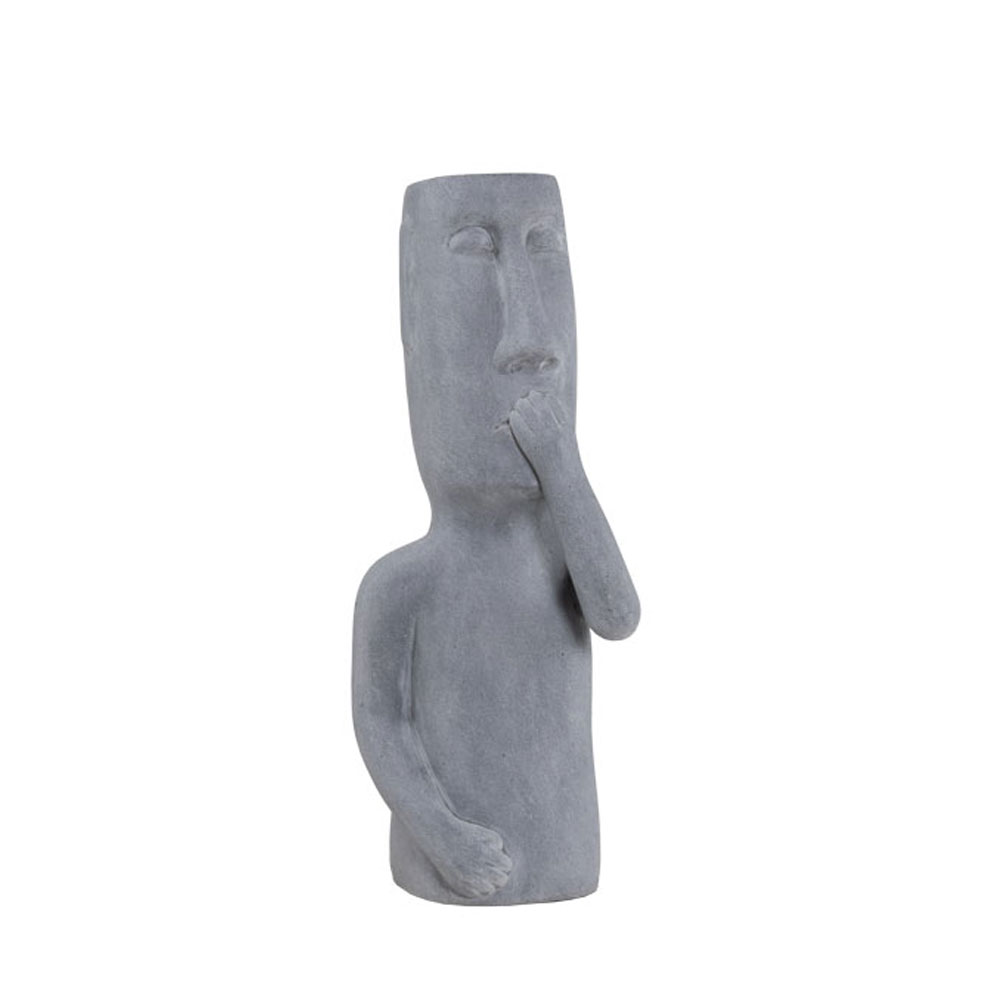 029260-wqjfj-first-_1 PERU MAN MOUTH ΔΙΑΚΟΣΜΗΤΙΚΗ ΦΙΓΟΥΡΑ 21x20x51cm ΤΕΧΝΗΤΗ ΠΕΤΡΑ ΓΚΡΙ 029260 - Image 1