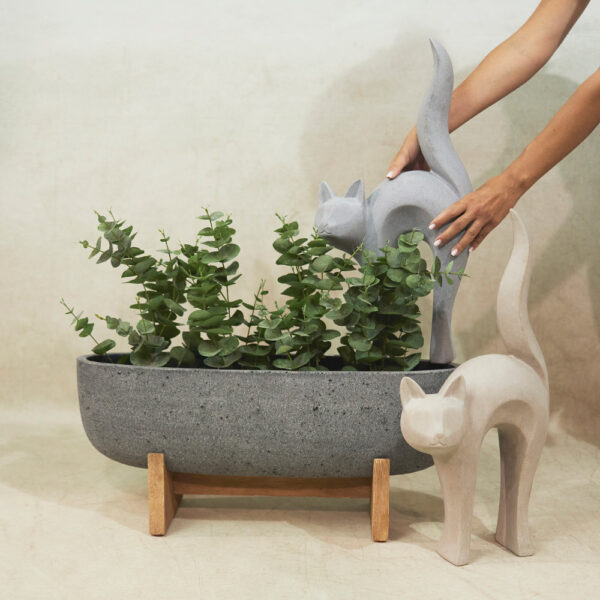 CAT STATUE ΔΙΑΚΟΣΜΗΤΙΚΗ ΓΑΤΑ 31x15x62cm ΤΕΧΝΗΤΗ ΠΕΤΡΑ ΓΚΡΙ ΑΝΟΙΧΤΟ 029263 - Image 2
