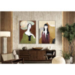 VINTAGE LADY ΠΙΝΑΚΑΣ ΔΙΑΚΟΣΜΗΣΗΣ 83x123x4cm ΚΑΜΒΑΣ ΠΟΛΥΧΡΩΜΟ ΞΥΛΟ ΦΥΣΙΚΟ 029730 - Image 2