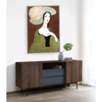 VINTAGE LADY ΠΙΝΑΚΑΣ ΔΙΑΚΟΣΜΗΣΗΣ 83x123x4cm ΚΑΜΒΑΣ ΠΟΛΥΧΡΩΜΟ ΞΥΛΟ ΦΥΣΙΚΟ 029730 - Image 3