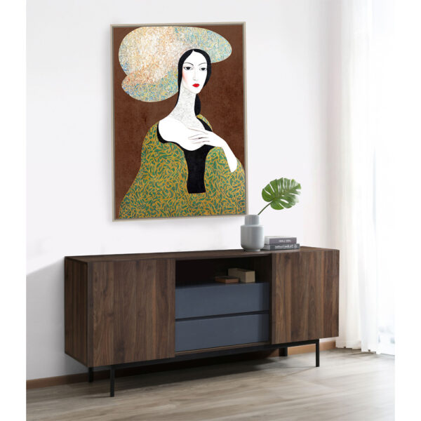 VINTAGE LADY ΠΙΝΑΚΑΣ ΔΙΑΚΟΣΜΗΣΗΣ 83x123x4cm ΚΑΜΒΑΣ ΠΟΛΥΧΡΩΜΟ ΞΥΛΟ ΦΥΣΙΚΟ 029730 - Image 3