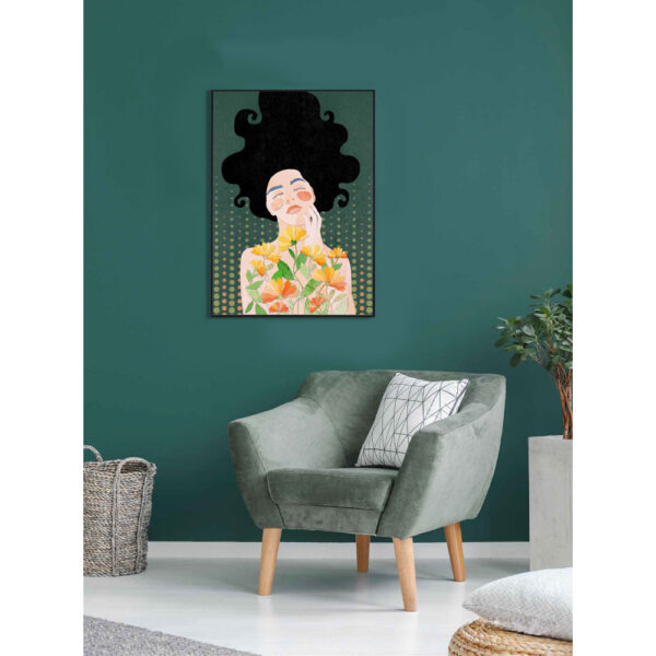 BOTANICAL LADY ΠΙΝΑΚΑΣ ΔΙΑΚΟΣΜΗΣΗΣ 50x70x3cm ΚΑΜΒΑΣ ΠΟΛΥΧΡΩΜΟ ΞΥΛΟ ΜΑΥΡΟ 029759 - Image 2