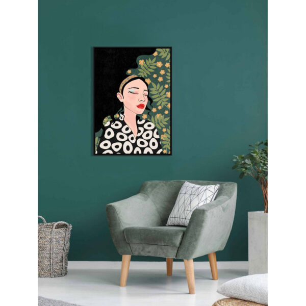 BOTANICAL LADY ΠΙΝΑΚΑΣ ΔΙΑΚΟΣΜΗΣΗΣ 50x70x3cm ΚΑΜΒΑΣ ΠΟΛΥΧΡΩΜΟ ΞΥΛΟ ΜΑΥΡΟ 029760 - Image 2