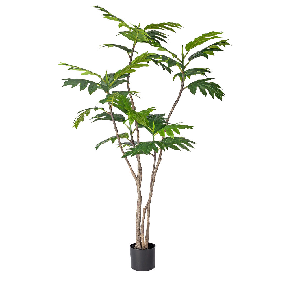 029863-8o1QP-first-_1 BREADFRUIT TREE ΔΕΝΤΡΟ ΤΕΧΝΗΤΟ ΣΕ ΓΛΑΣΤΡΑ 180cm PE ΠΡΑΣΙΝΟ ΜΕΤΑΞΩΤΟ ΥΦΑΣΜΑ 029863 - Image 1