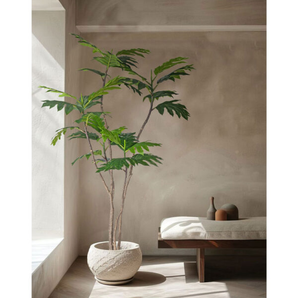 BREADFRUIT TREE ΔΕΝΤΡΟ ΤΕΧΝΗΤΟ ΣΕ ΓΛΑΣΤΡΑ 180cm PE ΠΡΑΣΙΝΟ ΜΕΤΑΞΩΤΟ ΥΦΑΣΜΑ 029863 - Image 2