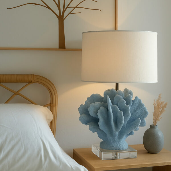 OCEAN ΦΩΤΙΣΤΙΚΟ ΕΠΙΤΡΑΠΕΖΙΟ 40x39x63cm POLYRESIN ΜΠΛΕ ΛΕΥΚΟ 029952 - Image 2
