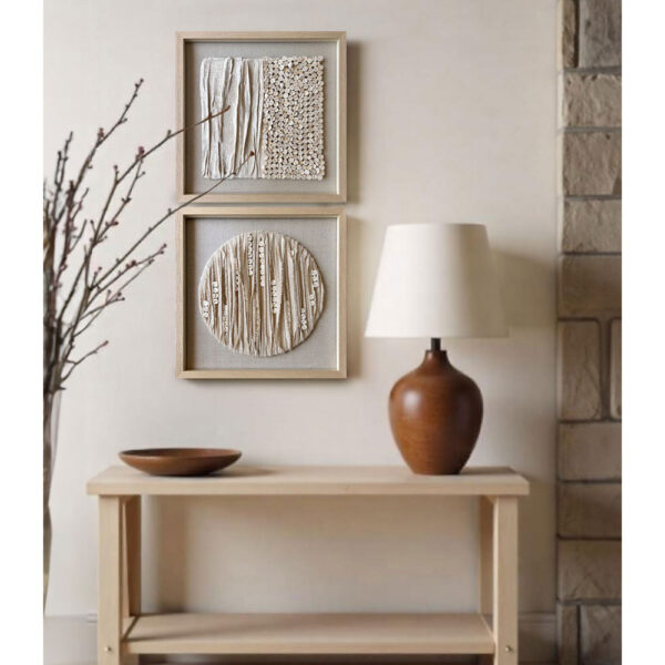 PURE NATURE ΠΙΝΑΚΑΣ ΔΙΑΚΟΣΜΗΣΗΣ 60x60x4cm ΥΦΑΣΜΑ ΜΠΕΖ ΓΥΑΛΙ ΦΥΣΙΚΟ 030447 - Image 2