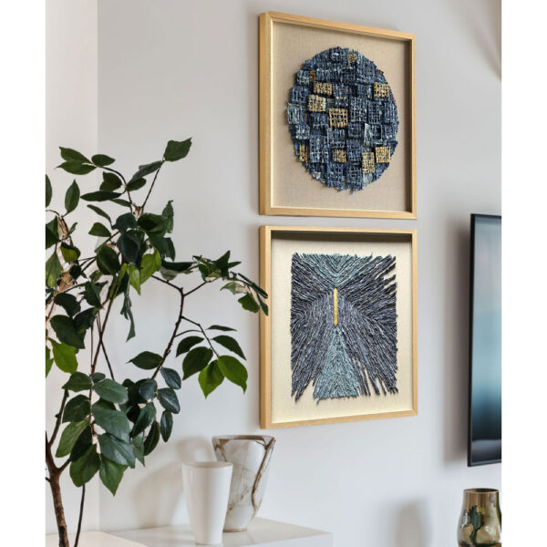 AZURE WORLD ΠΙΝΑΚΑΣ ΔΙΑΚΟΣΜΗΣΗΣ 80x80x4cm ΧΑΡΤΙ ΜΠΕΖ ΜΠΛΕ ΓΥΑΛΙ ΦΥΣΙΚΟ 030453 - Image 2