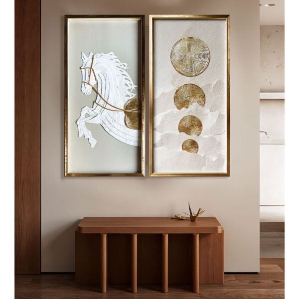 PURE BLISS ΠΙΝΑΚΑΣ ΔΙΑΚΟΣΜΗΣΗΣ 50x100x3cm ΧΑΡΤΙ ΧΡΥΣΟ ΛΕΥΚΟ ΓΥΑΛΙ ΧΡΥΣΟ 030459 - Image 2