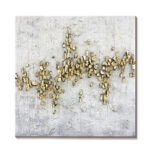 GOLD TRAIL ΠΙΝΑΚΑΣ ΔΙΑΚΟΣΜΗΣΗΣ 100x100x4cm OIL ACRYLIC ΛΕΥΚΟ ΓΚΡΙ ΧΡΥΣΟ ΚΑΜΒΑΣ 030464