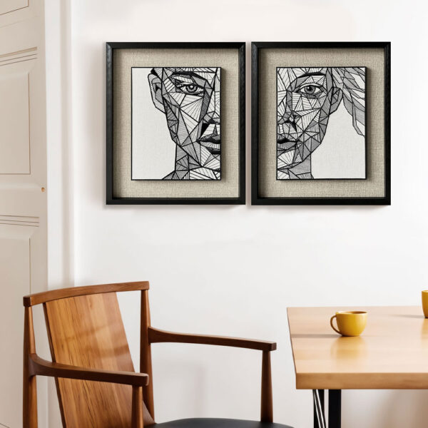 LINEAR GEOMETRY ΠΙΝΑΚΑΣ ΔΙΑΚΟΣΜΗΣΗΣ 60x70x4cm ΧΑΡΤΙ ΛΕΥΚΟ ΜΑΥΡΟ ΜΠΕΖ ΓΥΑΛΙ ΜΑΥΡΟ 030466 - Image 2