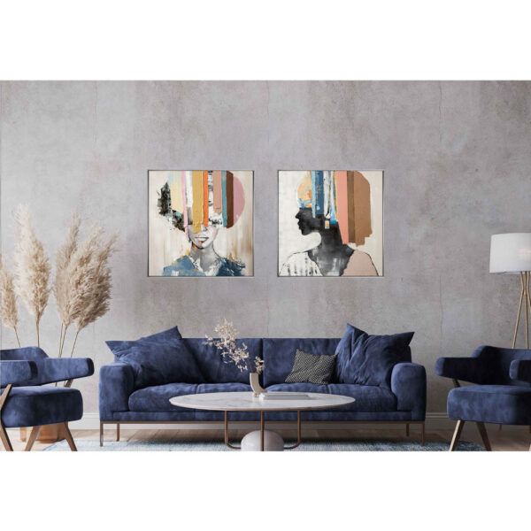 COLORFUL WOMAN ΠΙΝΑΚΑΣ ΔΙΑΚΟΣΜΗΣΗΣ 80x80x5cm ΚΑΜΒΑΣ ΠΟΛΥΧΡΩΜΟ ΞΥΛΟ ΑΣΗΜΙ 030505 - Image 3