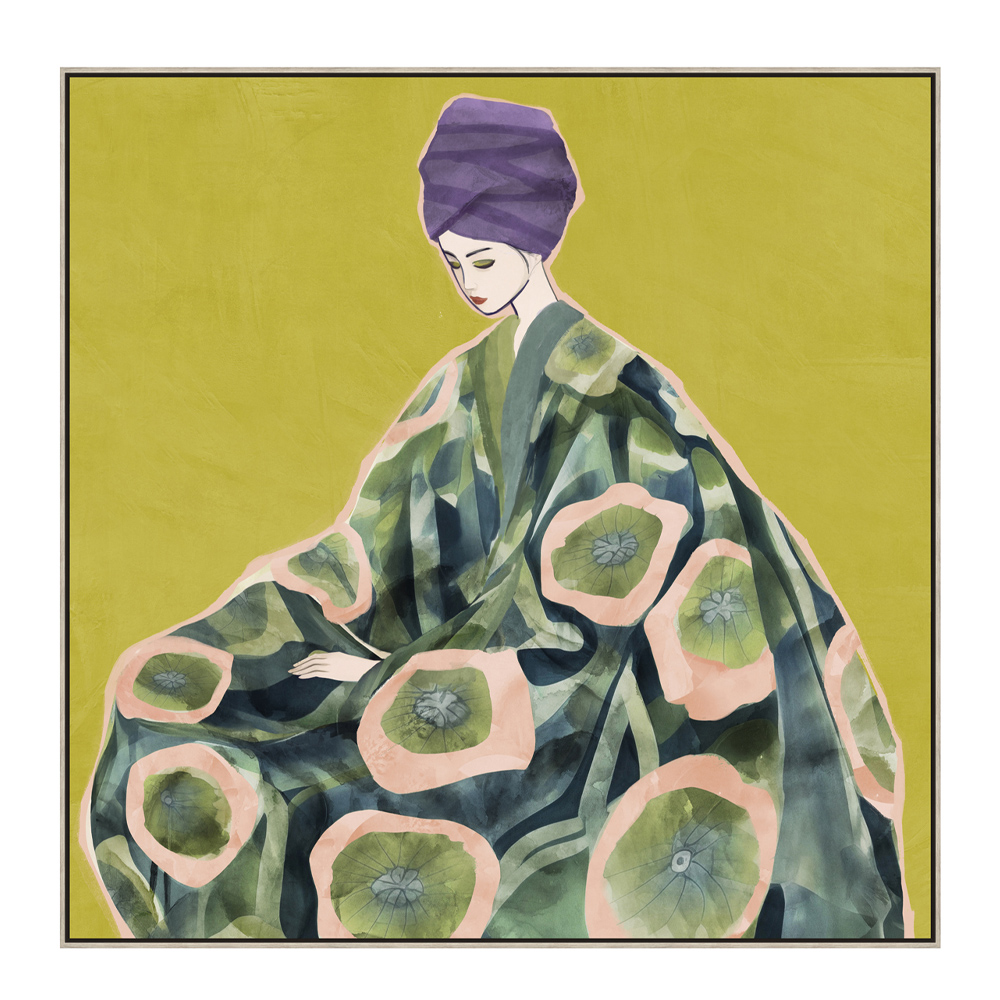 030523-1A1Ea-first-_1 FLORAL LADY ΠΙΝΑΚΑΣ ΔΙΑΚΟΣΜΗΣΗΣ 80x80x5cm ΚΑΜΒΑΣ ΠΟΛΥΧΡΩΜΟ ΞΥΛΟ ΦΥΣΙΚΟ 030523 - Image 1