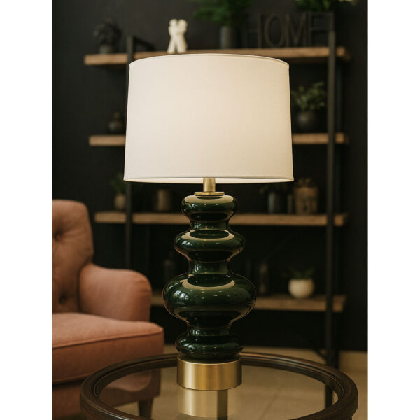 WHITLEY ΦΩΤΙΣΤΙΚΟ ΕΠΙΤΡΑΠΕΖΙΟ 38x38x75cm ΓΥΑΛΙ ΠΡΑΣΙΝΟ ΧΡΥΣΟ ΛΙΝΟ ΛΕΥΚΟ 030634 - Image 2