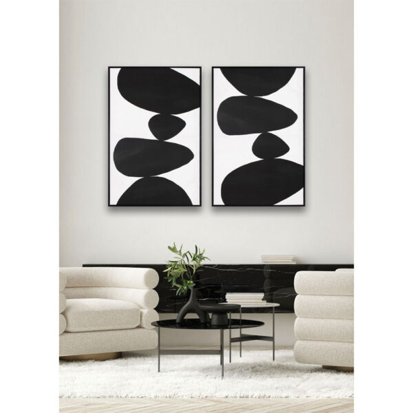 TREMBLING STONE ΠΙΝΑΚΑΣ ΔΙΑΚΟΣΜΗΣΗΣ 60x90x4cm ΚΑΜΒΑΣ ΛΕΥΚΟ ΜΑΥΡΟ ΞΥΛΟ ΜΑΥΡΟ 030654 - Image 2