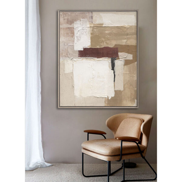 EMBRACE THE HAPPINESS ΠΙΝΑΚΑΣ ΔΙΑΚΟΣΜΗΣΗΣ 80x100x5cm ΚΑΜΒΑΣ ΜΠΕΖ TERRACOTTA ΞΥΛΟ ΦΥΣΙΚΟ 030666 - Image 2