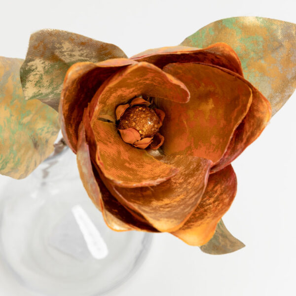 MAGNOLIA ΛΟΥΛΟΥΔΙ ΤΕΧΝΗΤΟ 58cm ΥΦΑΣΜΑ TERRACOTTA ΚΙΤΡΙΝΟ ΠΡΑΣΙΝΟ PVC 030776 - Image 2