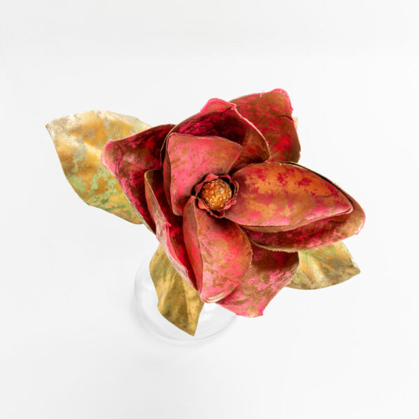 MAGNOLIA ΛΟΥΛΟΥΔΙ ΤΕΧΝΗΤΟ 58cm ΥΦΑΣΜΑ ΜΠΟΡΝΤΩ ΧΡΥΣΟ ΠΡΑΣΙΝΟ PVC 030777 - Image 2