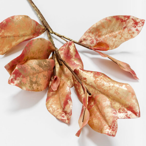 MAGNOLIA LEAVES ΚΛΑΔΙ ΤΕΧΝΗΤΟ 74cm ΥΦΑΣΜΑ ΧΡΥΣΟ ΜΠΟΡΝΤΩ PVC 030779 - Image 2