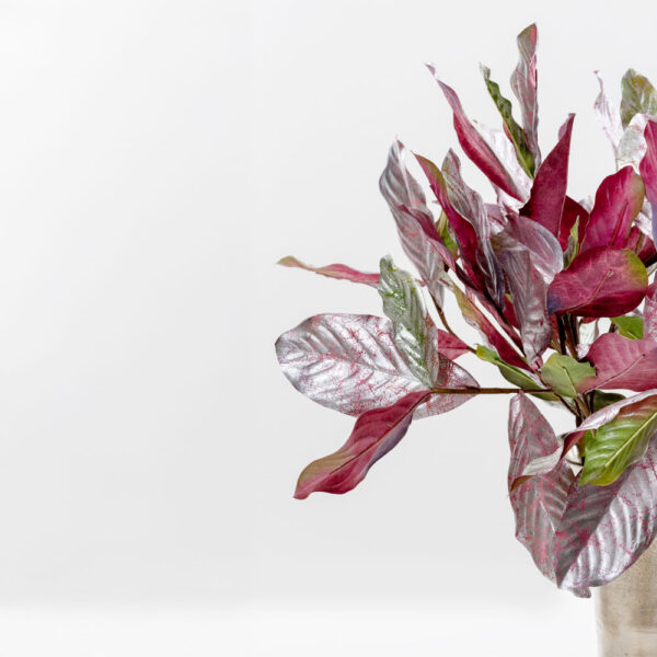MAGNOLIA LEAVES ΚΛΑΔΙ ΤΕΧΝΗΤΟ 78cm ΥΦΑΣΜΑ ΑΣΗΜΙ ΜΠΟΡΝΤΩ PVC 030780 - Image 2