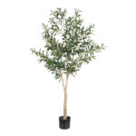 OLIVE TREE ΔΕΝΤΡΟ ΤΕΧΝΗΤΟ ΣΕ ΓΛΑΣΤΡΑ 180cm PVC ΠΡΑΣΙΝΟ ΜΑΥΡΟ ΤΣΙΜΕΝΤΟ 030851