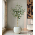 OLIVE TREE ΔΕΝΤΡΟ ΤΕΧΝΗΤΟ ΣΕ ΓΛΑΣΤΡΑ 155cm PVC ΠΡΑΣΙΝΟ ΜΑΥΡΟ ΤΣΙΜΕΝΤΟ 030852 - Image 2