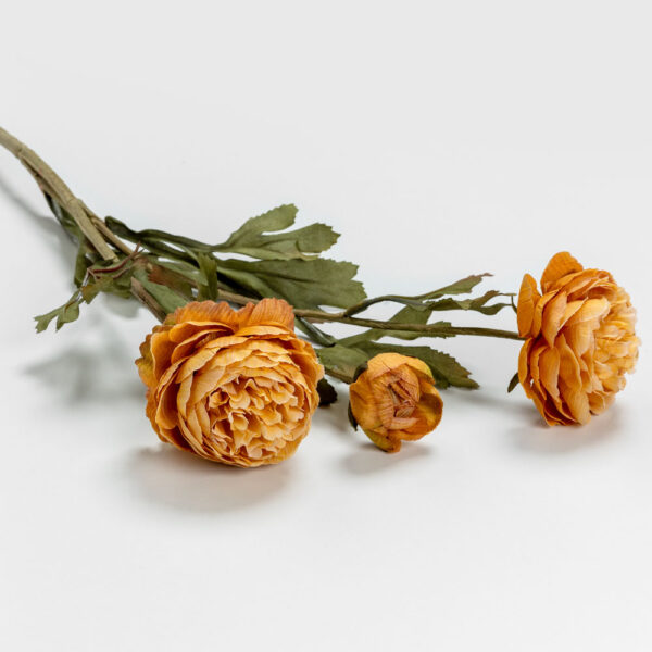 GRACEFUL RANUNCULUS ΛΟΥΛΟΥΔΙ ΤΕΧΝΗΤΟ 52cm POLYESTER ΠΟΡΤΟΚΑΛΙ ΠΡΑΣΙΝΟ 030885 - Image 3