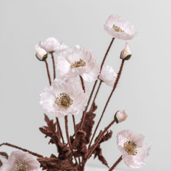 POPPY ΛΟΥΛΟΥΔΙ ΤΕΧΝΗΤΟ 60cm POLYESTER ΛΕΥΚΟ ΡΟΖ ΠΡΑΣΙΝΟ 030894 - Image 2