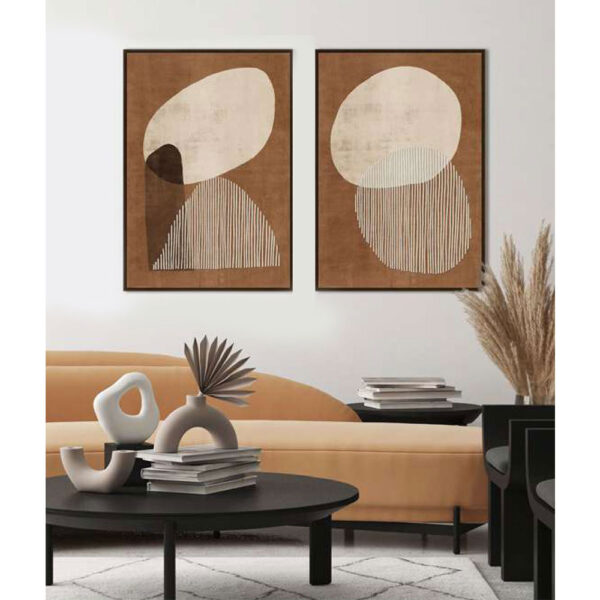 CONVEX ΠΙΝΑΚΑΣ ΔΙΑΚΟΣΜΗΣΗΣ 60x90x4cm ΚΑΜΒΑΣ TERRACOTTA ΜΠΕΖ MDF ΚΑΦΕ 031348 - Image 2