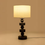 JASIEL ΦΩΤΙΣΤΙΚΟ ΕΠΙΤΡΑΠΕΖΙΟ 64cm POLYRESIN ΜΑΥΡΟ ΛΙΝΟ ΛΕΥΚΟ 031386 - Image 2