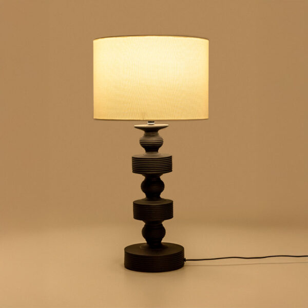 JASIEL ΦΩΤΙΣΤΙΚΟ ΕΠΙΤΡΑΠΕΖΙΟ 64cm POLYRESIN ΜΑΥΡΟ ΛΙΝΟ ΛΕΥΚΟ 031386 - Image 2