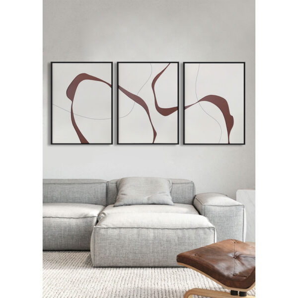 RENEWAL ΠΙΝΑΚΑΣ SET 3ΤΜΧ 80x180x4cm ΚΑΜΒΑΣ ΛΕΥΚΟ ΜΠΟΡΝΤΩ MDF ΜΑΥΡΟ 031438 - Image 2